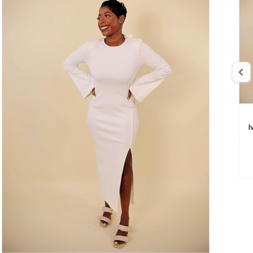 Dress The Drop Women's Ivory Rib Knit Open Back Maxi NWT